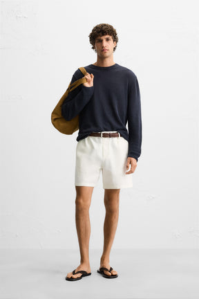 LINEN/COTTON BERMUDA SHORTS - Image 1