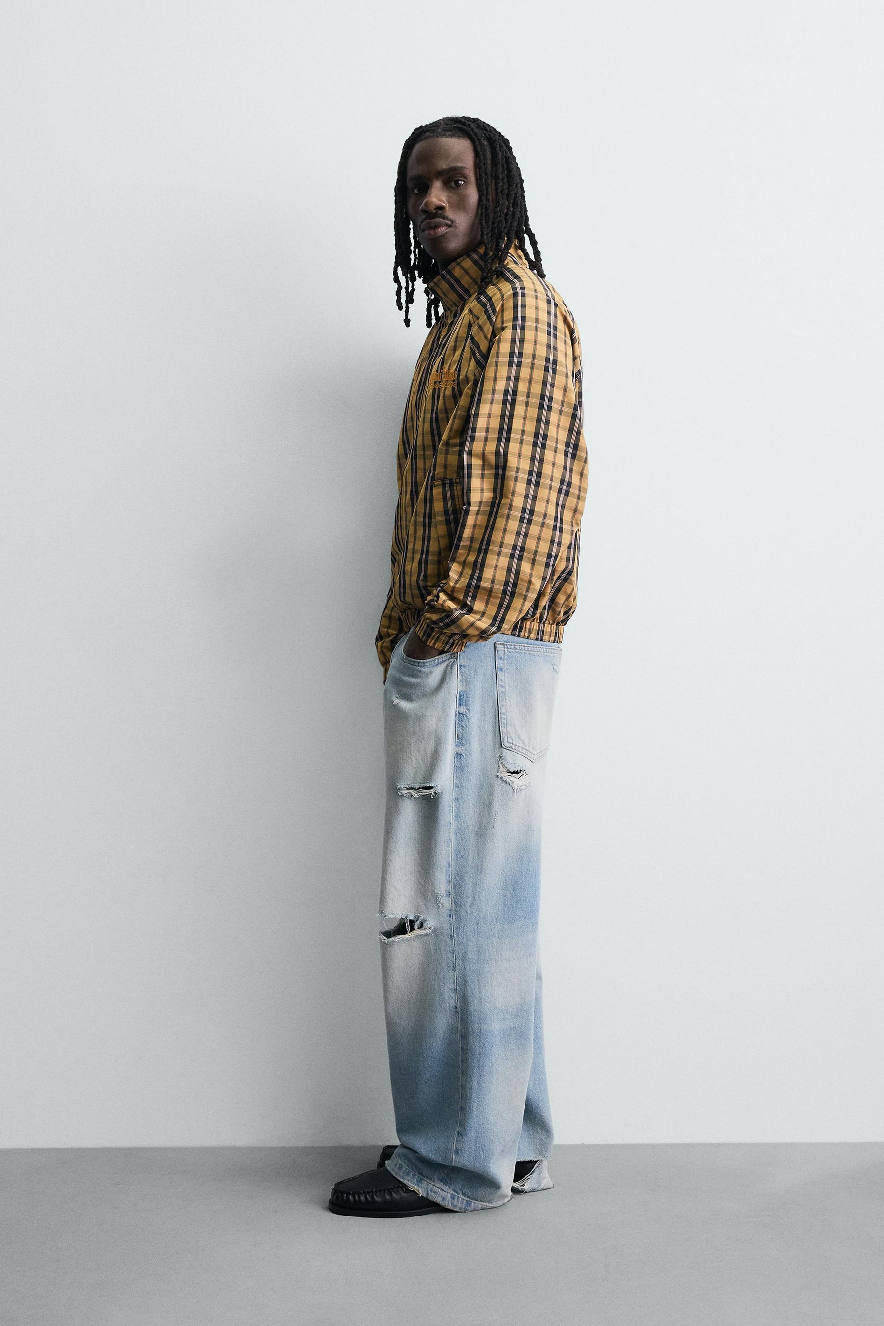 Karierte kastenförmige Jacke