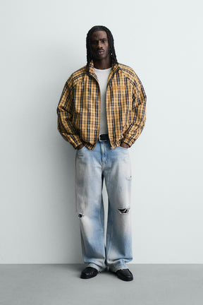 Karierte kastenförmige Jacke