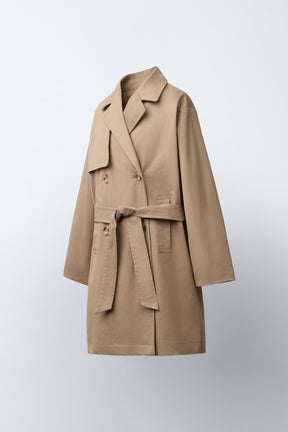 LONG TRENCH COAT WITH BELT - Image 1