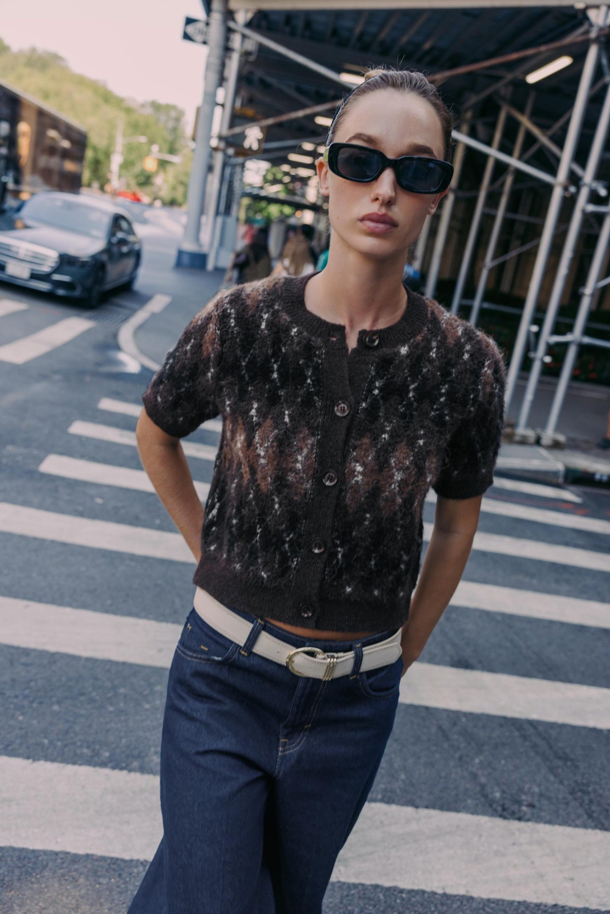 Kurzärmelige Strickjacke