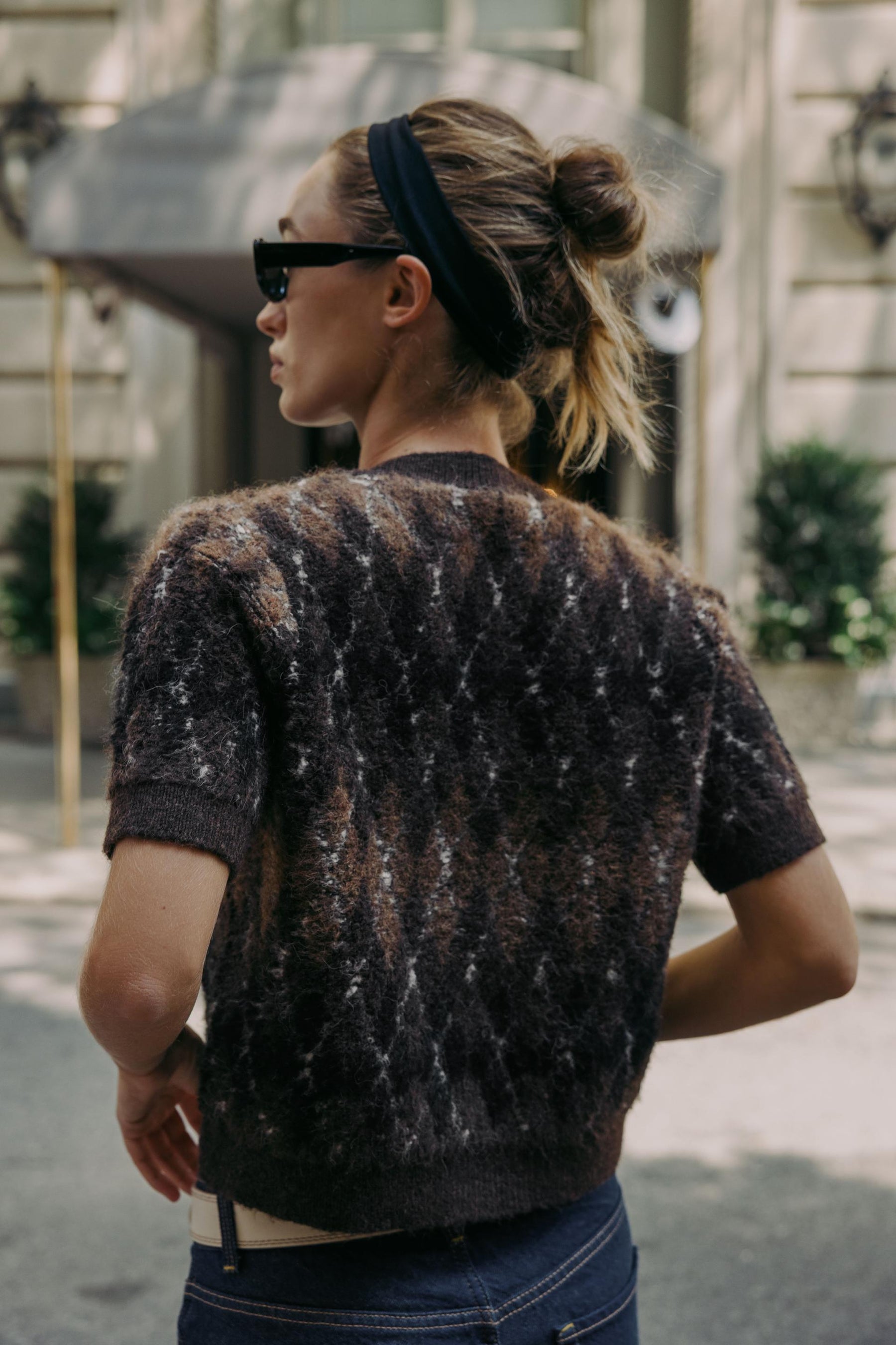 Kurzärmelige Strickjacke