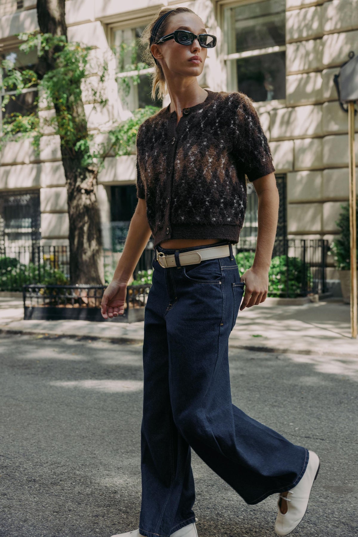 Kurzärmelige Strickjacke