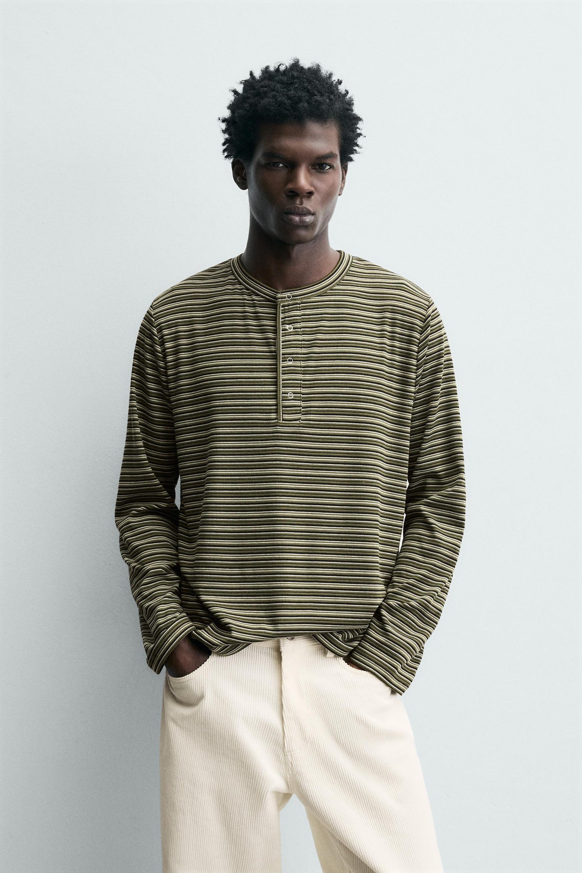 STRIPED HENLEY T-SHIRT - Image 2