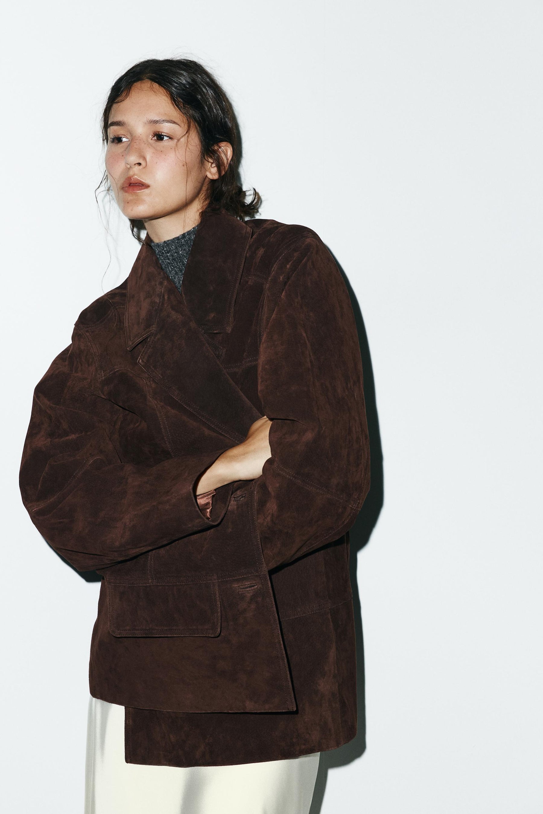 Übergroße Wildlederjacke