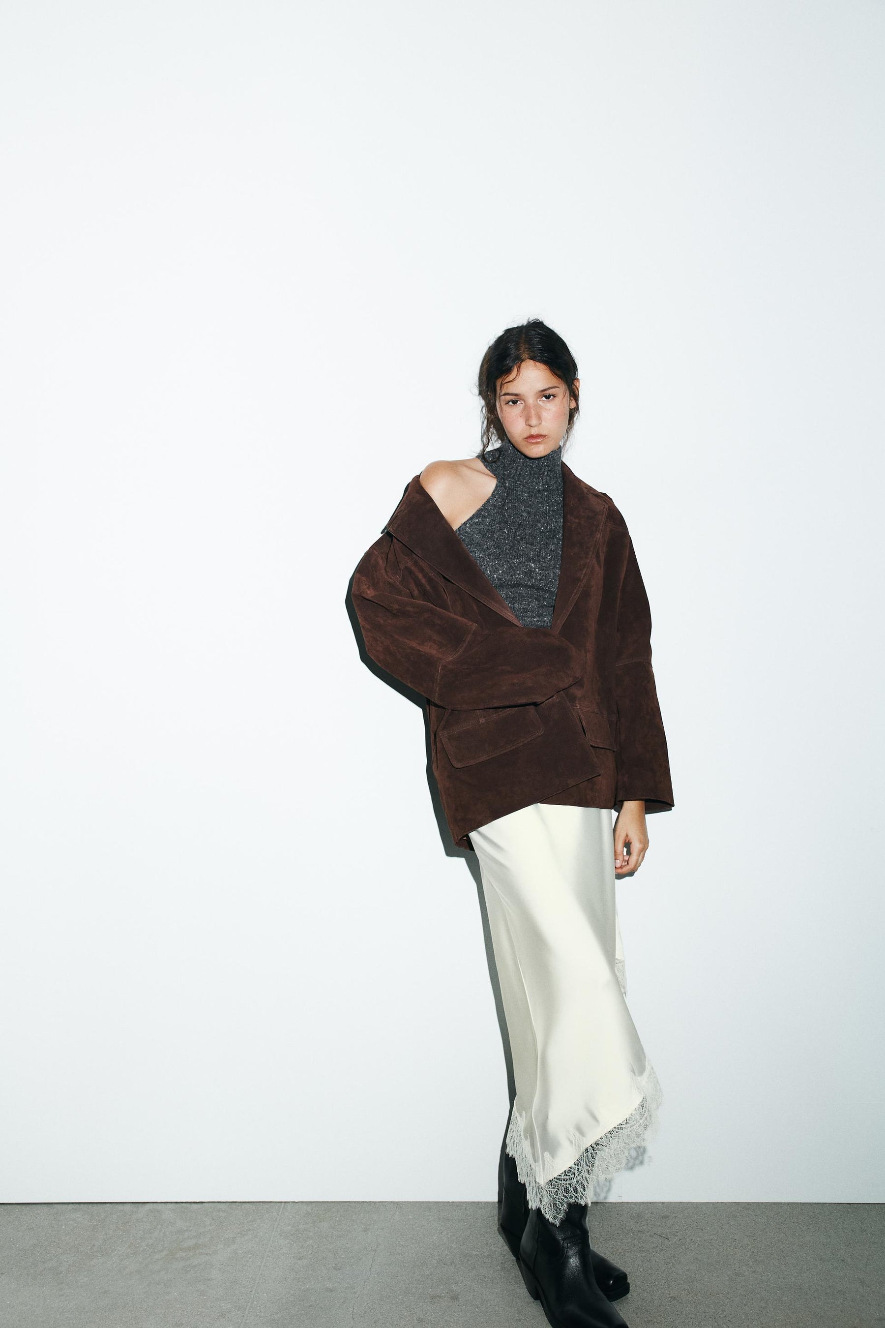 Übergroße Wildlederjacke