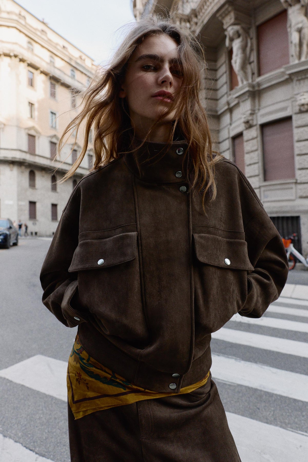 Oversized-Jacke aus Wildlederimitat