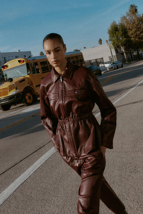 Kunstlederjacke mit elastischem Bund