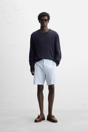 COTTON/LINEN BERMUDA SHORTS - Image 1