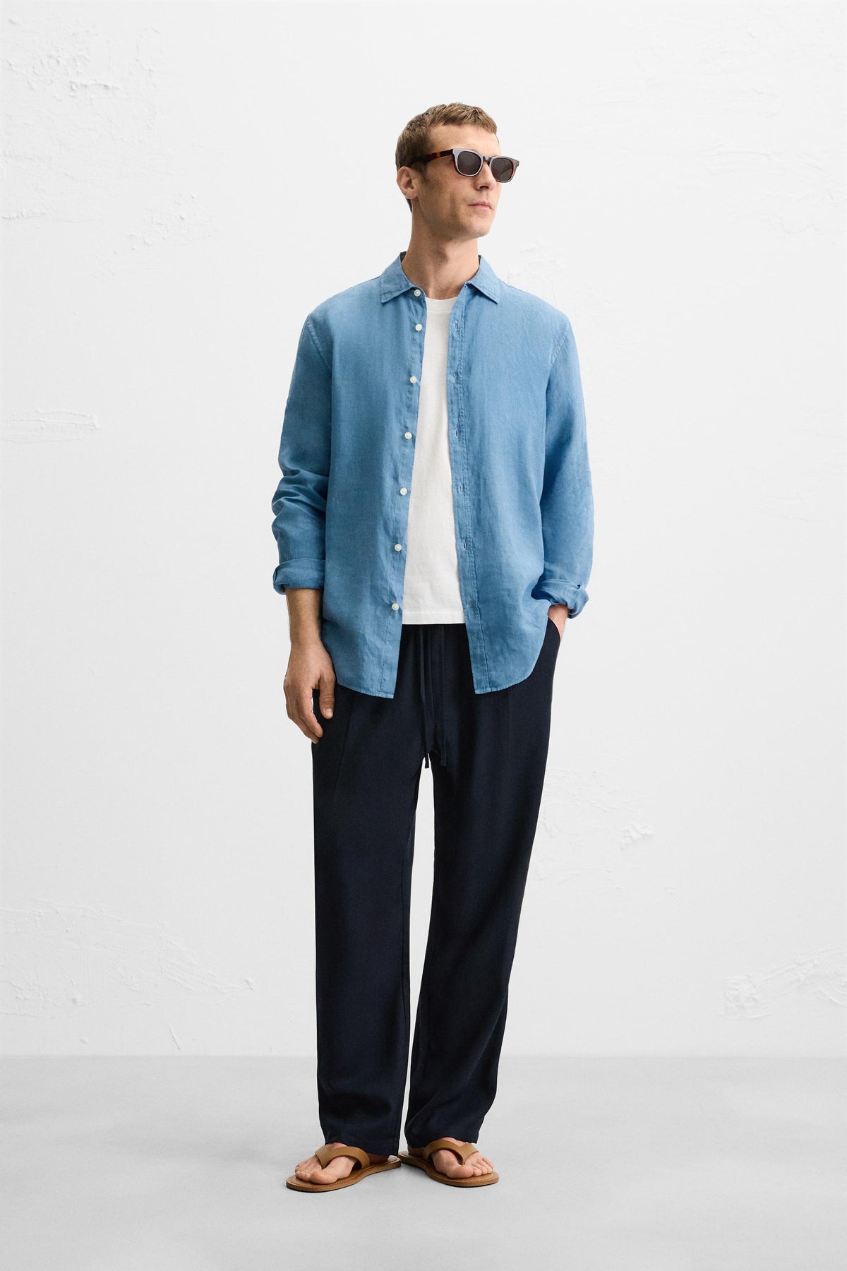 RELAXED FIT LYOCELL TROUSERS - Image 1