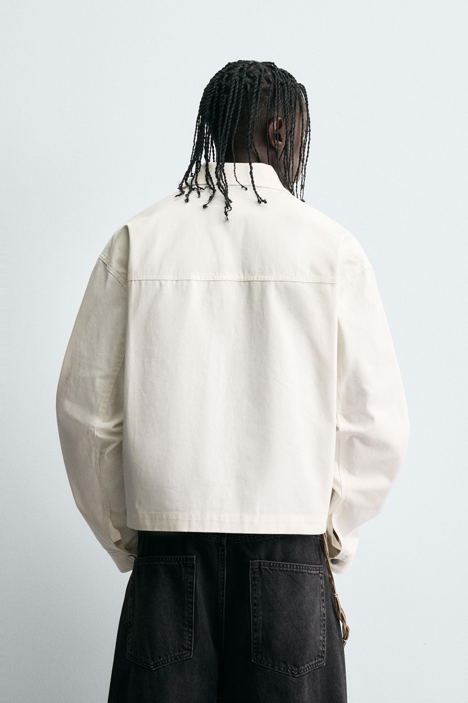 TEXTURED CROPPED FIT OVERSHIRT - Image 3