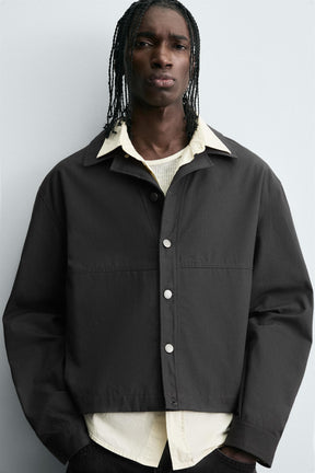 TEXTURED CROPPED FIT OVERSHIRT - Image 6