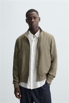 100% LINEN BOMBER JACKET - Image 2