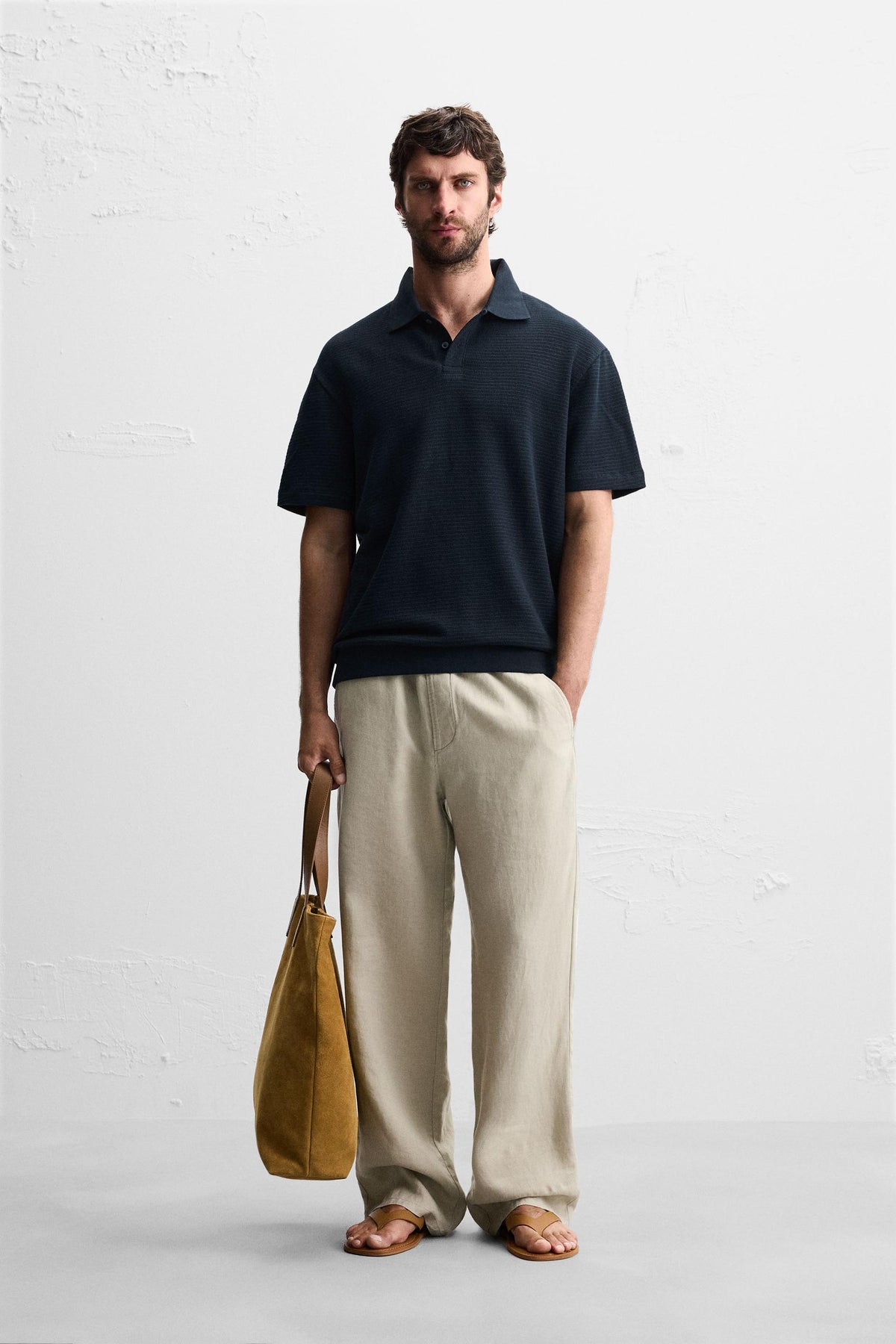 JACQUARD TEXTURED POLO SHIRT - Image 1