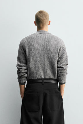 BOUCLÉ TEXTURED KNIT POLO SHIRT - Image 3