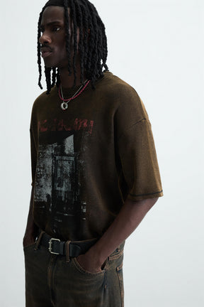 WASHED PRINTED KNIT T-SHIRT - Image 6