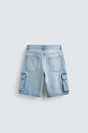 DENIM CARGO BERMUDA SHORTS - Image 7