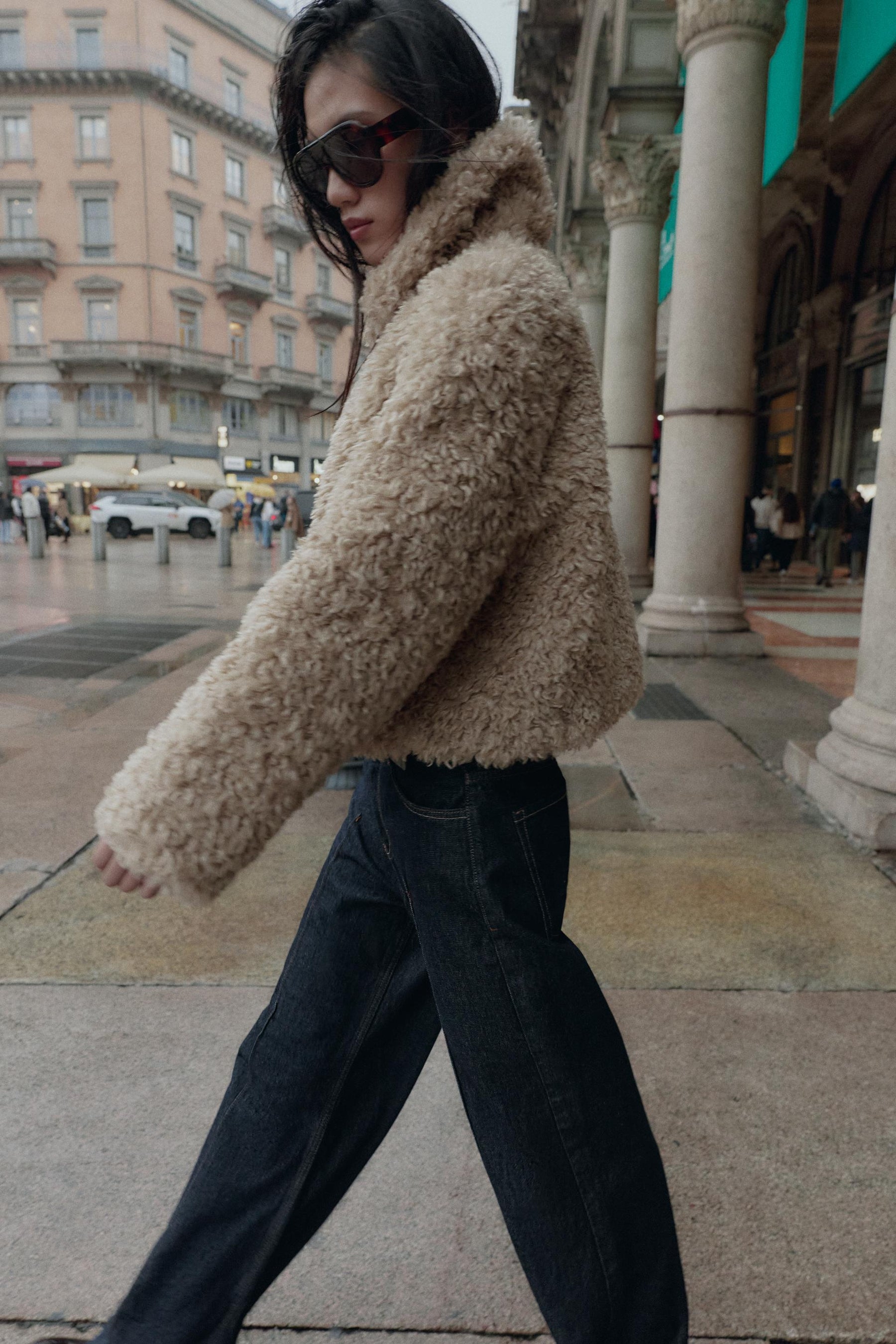 Feuerwehrjacke aus Kunstpelz