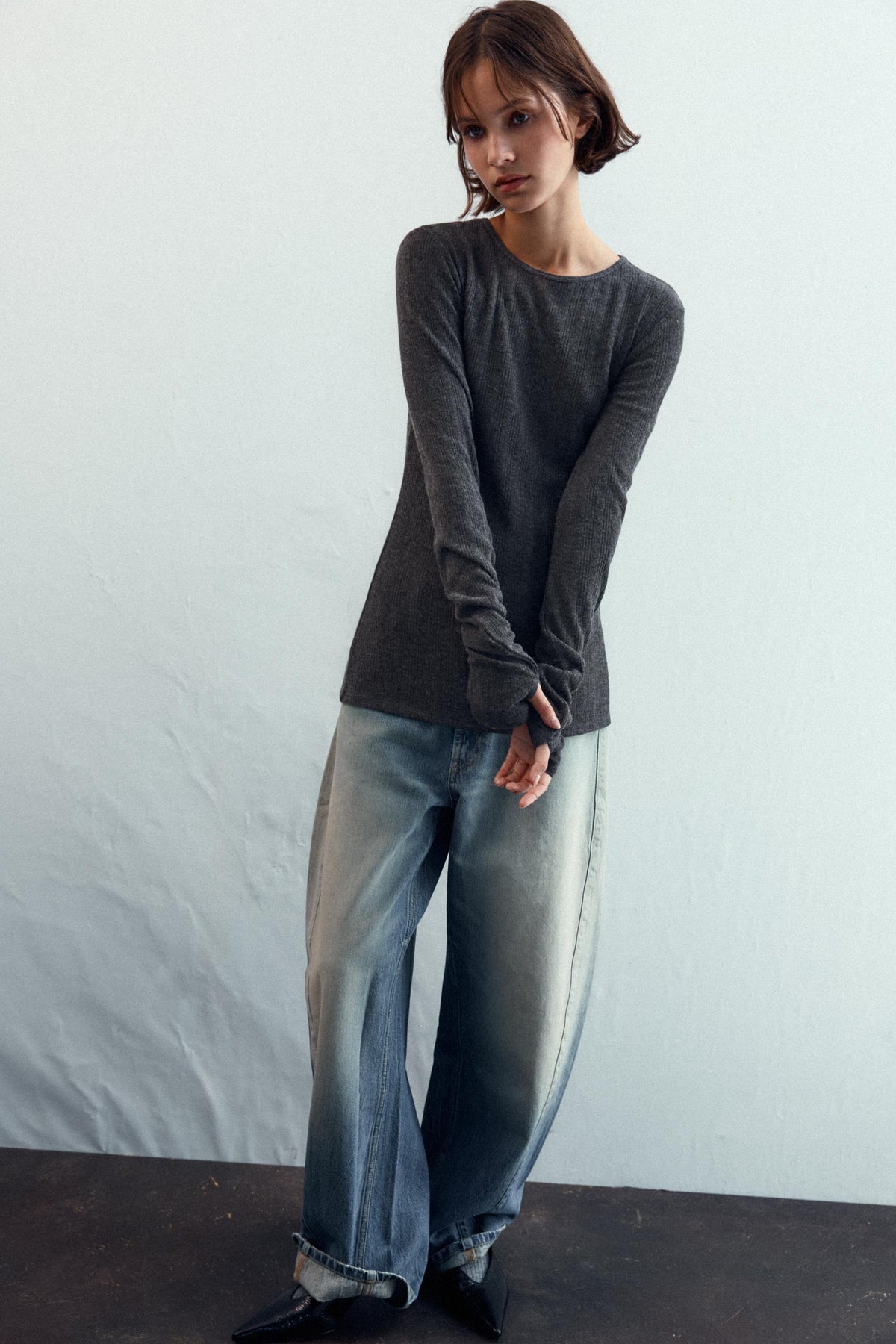 Weiches Rippstrick-T-Shirt