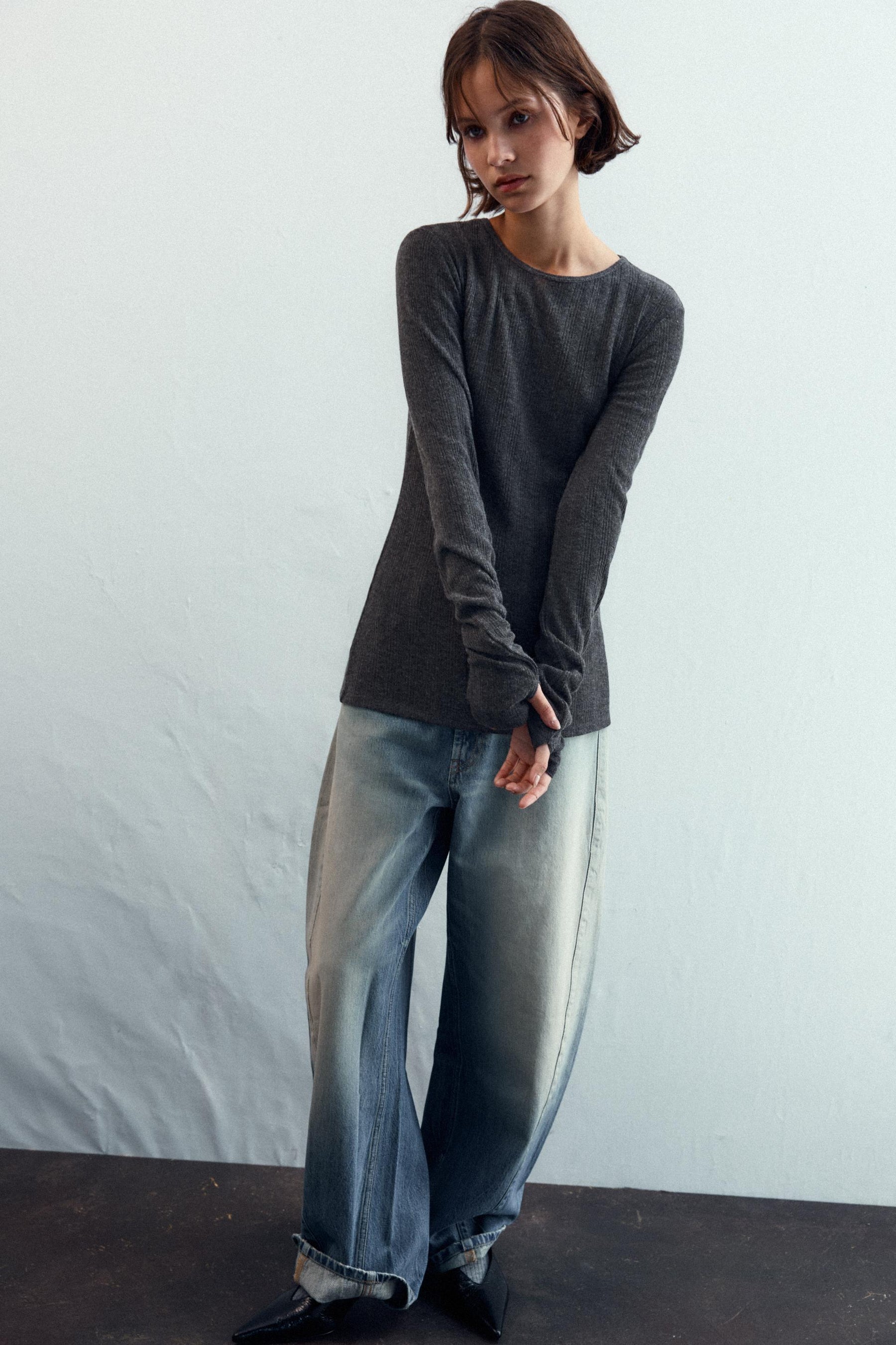 Weiches Rippstrick-T-Shirt