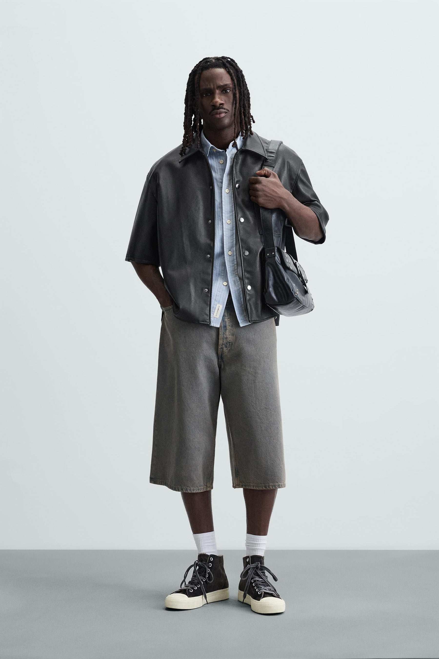 LEATHER EFFECT OVERSHIRT - Image 1