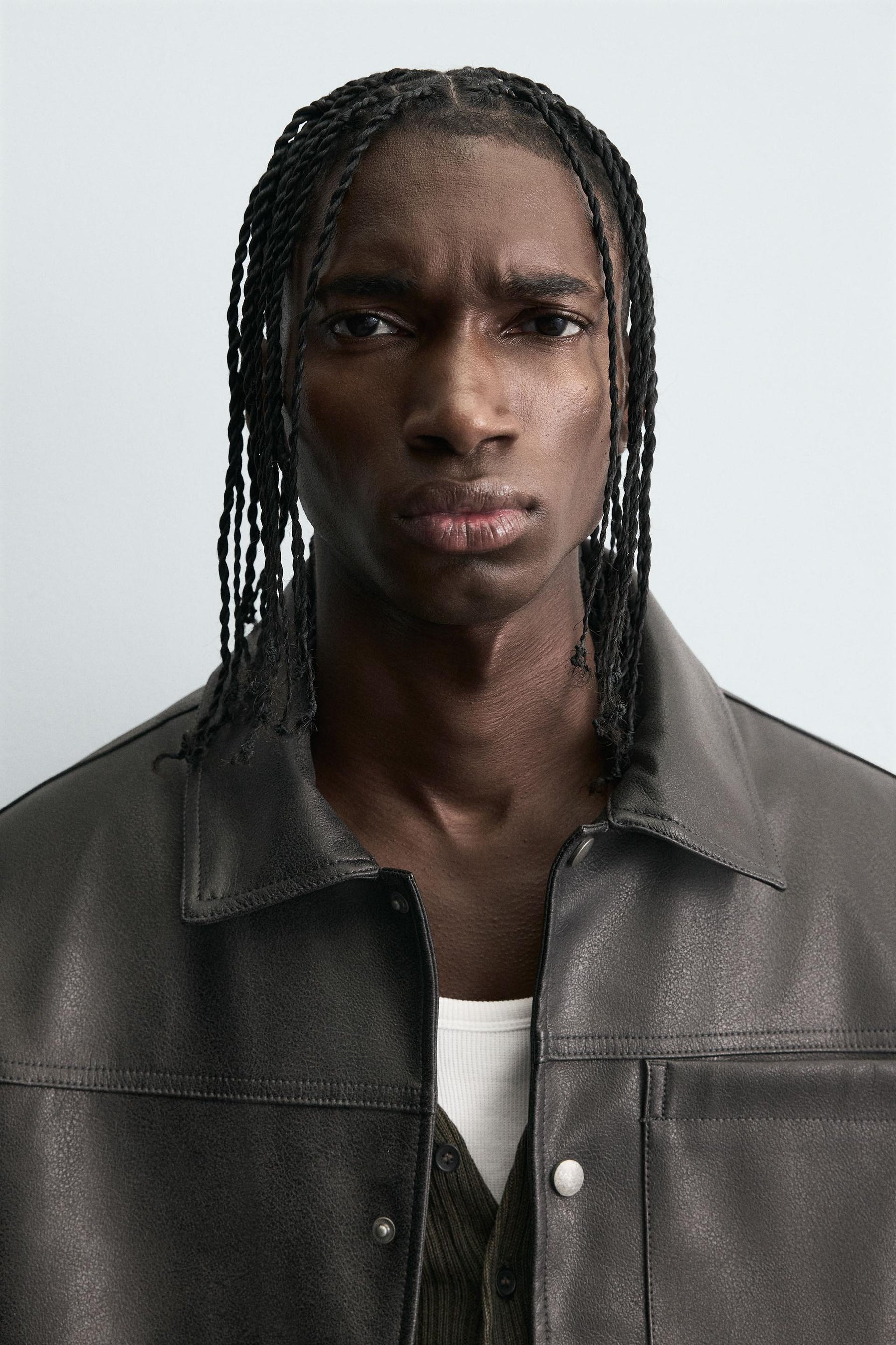 WASHED FAUX LEATHER OVERSHIRT - Image 5