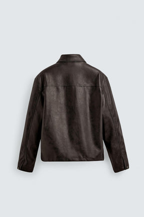 WASHED FAUX LEATHER OVERSHIRT - Image 6