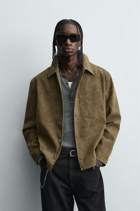 BOXY FIT FAUX SUEDE OVERSHIRT - Image 2