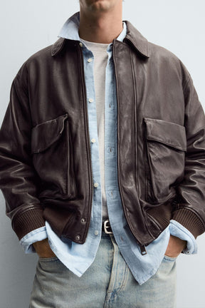 Lederjacke mit Taschen 