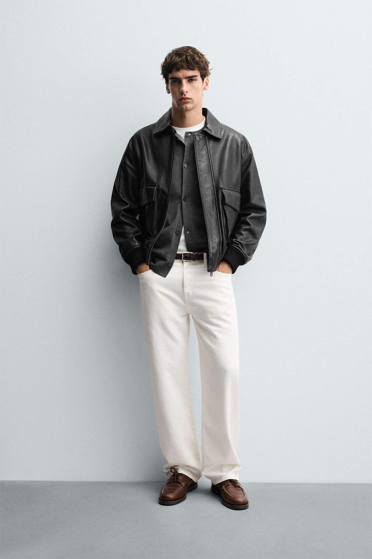 Lederjacke mit Taschen 