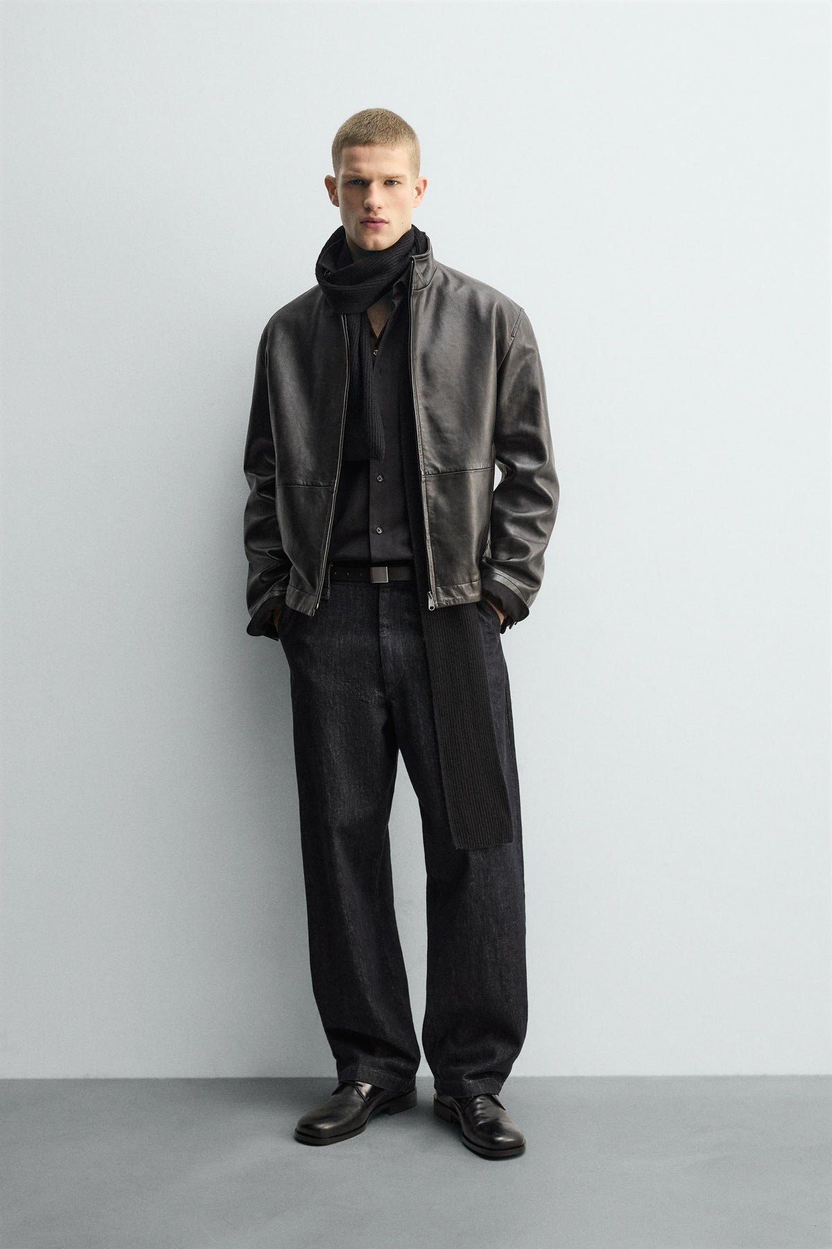 RELAXED FIT LEATHER JACKET - Image 1