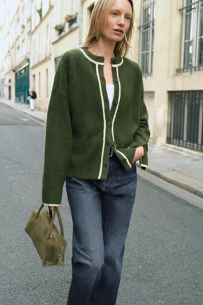 Cardigan mit Kontrastbesatz