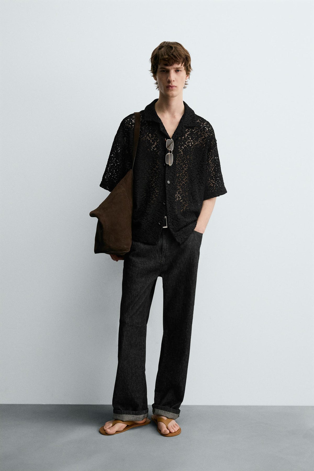 CROCHET TEXTURED SHIRT - Image 1