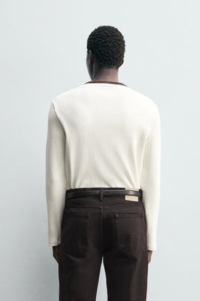 RIBBED HENLEY T-SHIRT - Image 3