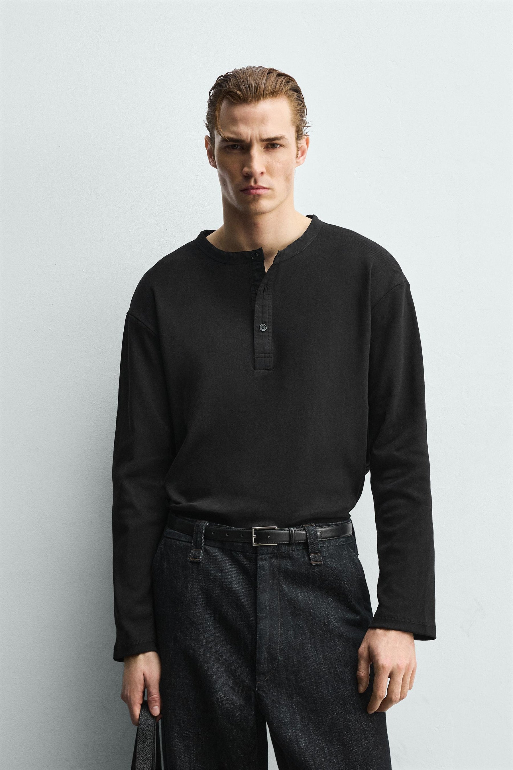 RIBBED HENLEY T-SHIRT - Image 2