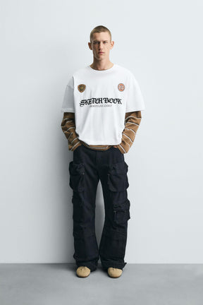 T-SHIRT WITH CONTRAST PRINTS - Image 1