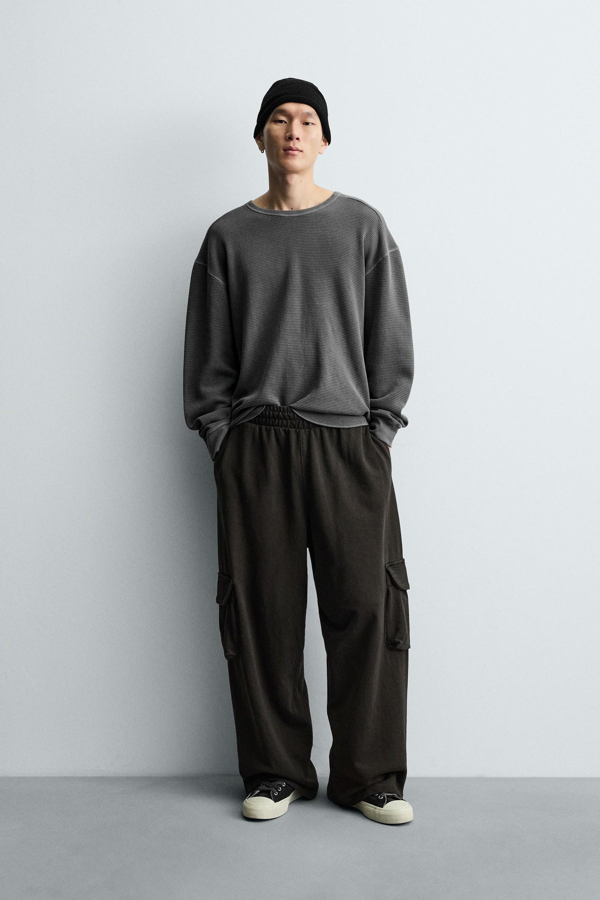 WASHED WAFFLE-KNIT T-SHIRT - Image 1