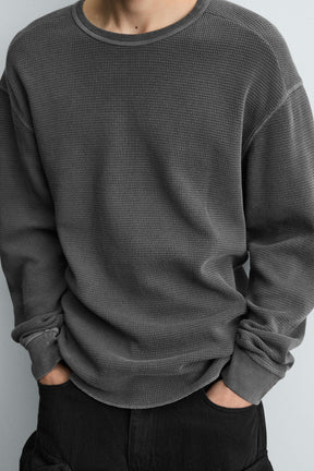 WASHED WAFFLE-KNIT T-SHIRT - Image 5