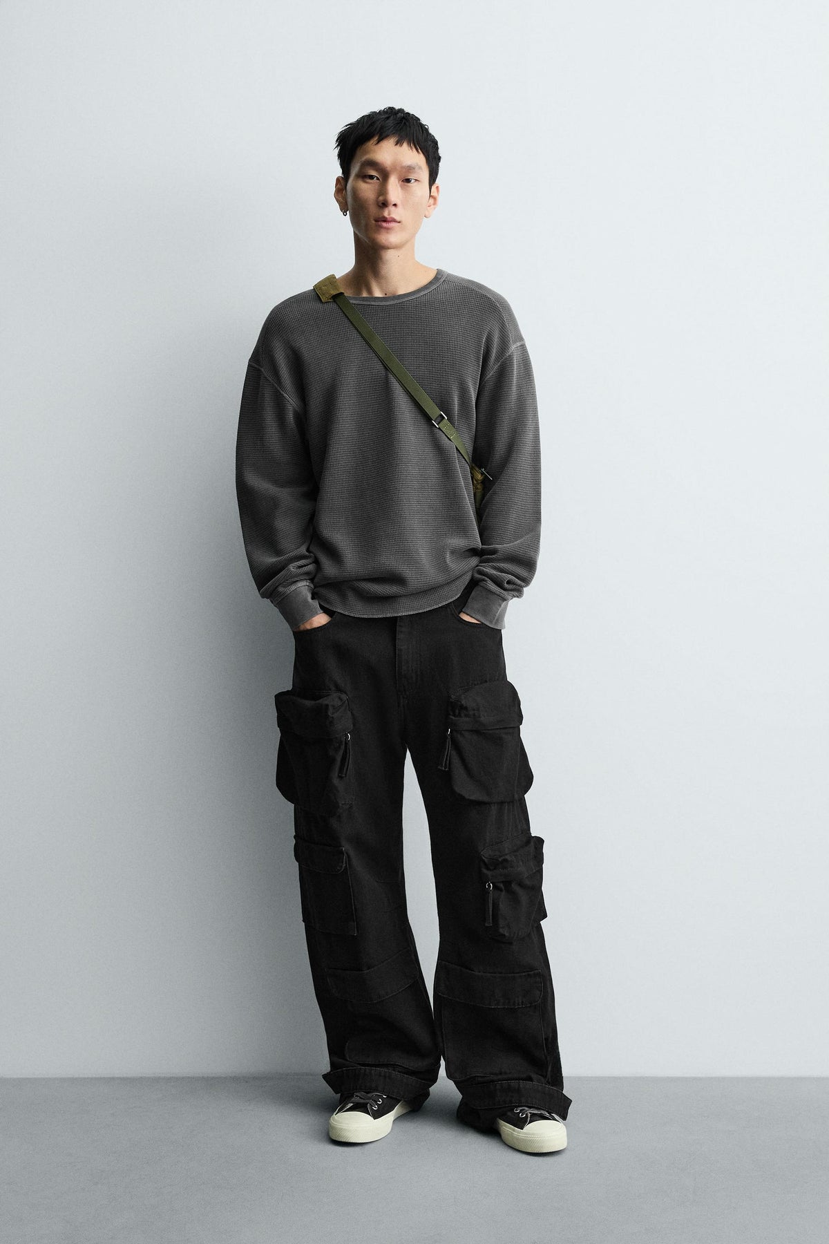 WASHED WAFFLE-KNIT T-SHIRT - Image 1