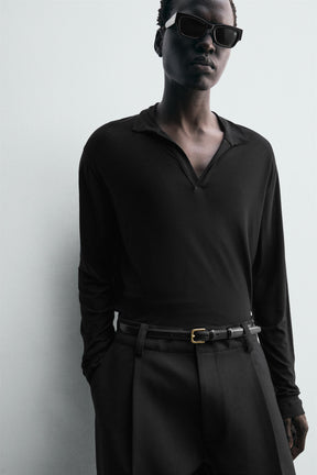 SEMI-SHEER LYOCELL POLO SHIRT - Image 5