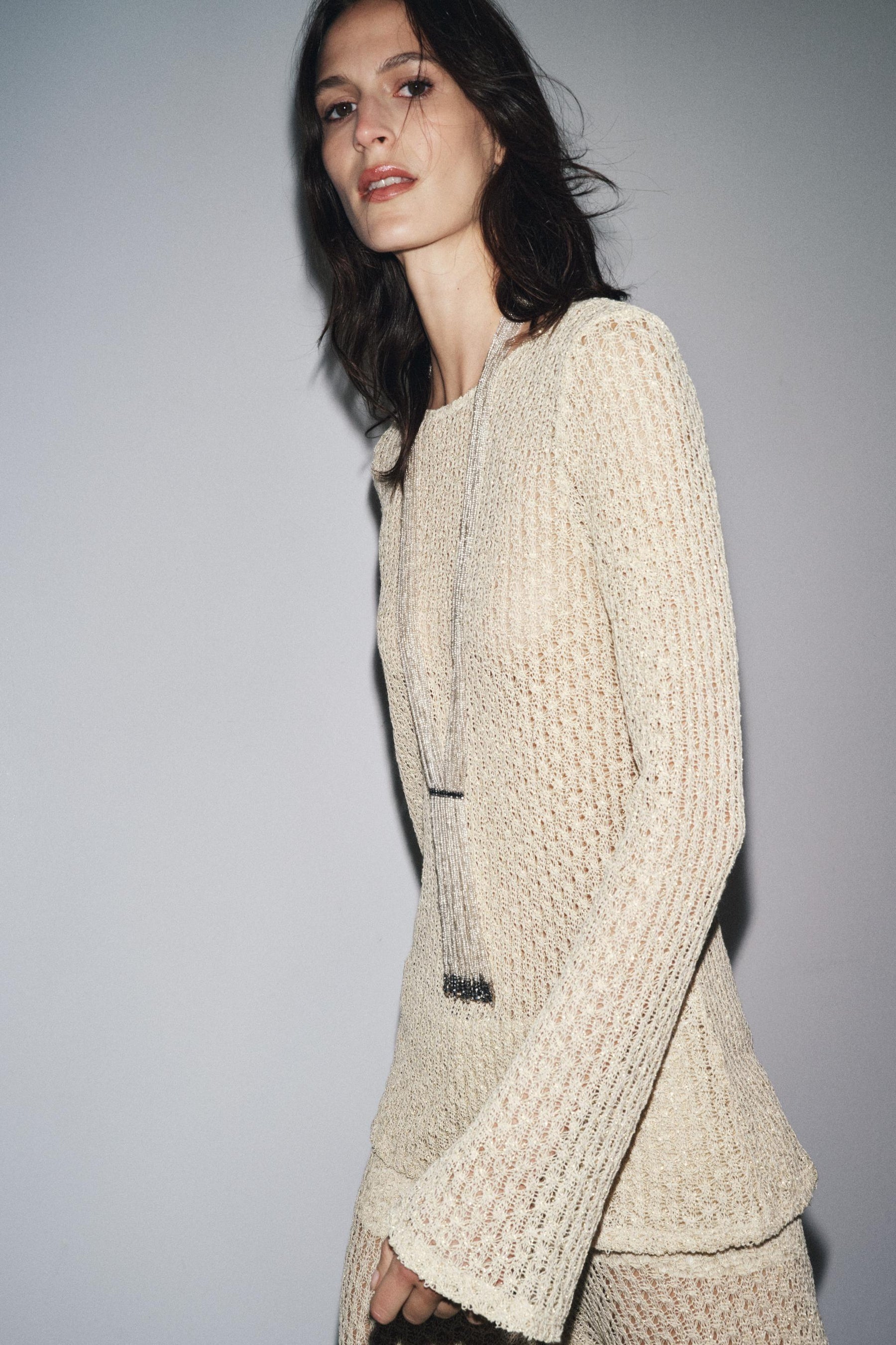 Tunika aus Metallic-Garn