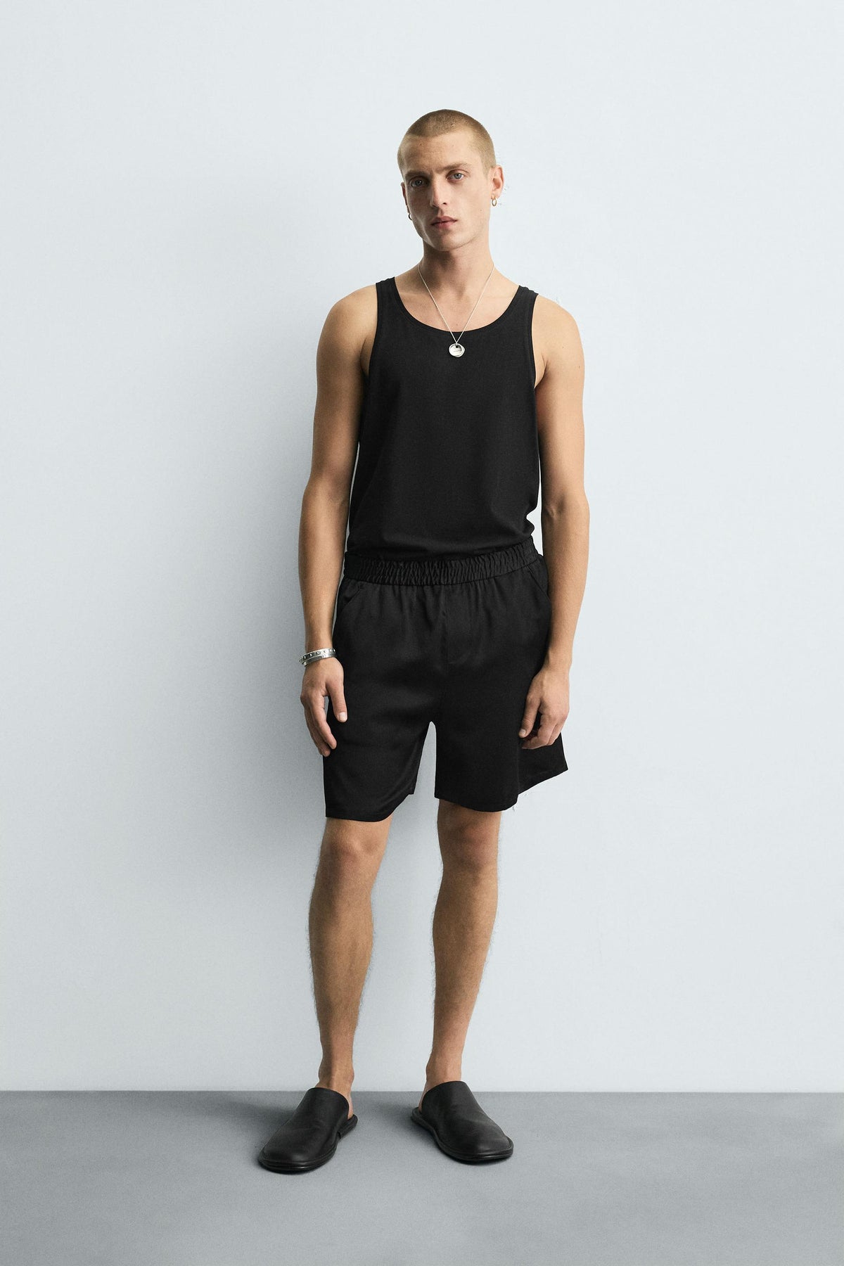 RELAXED FIT SATIN BERMUDA SHORTS - Image 1