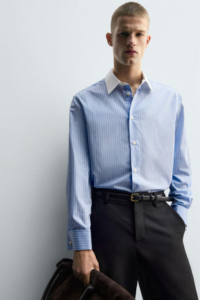 STRIPED SHIRT WITH CUFFLINK CUFFS - Image 6