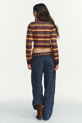 CROPPED JACQUARD KNIT CARDIGAN - Image 5