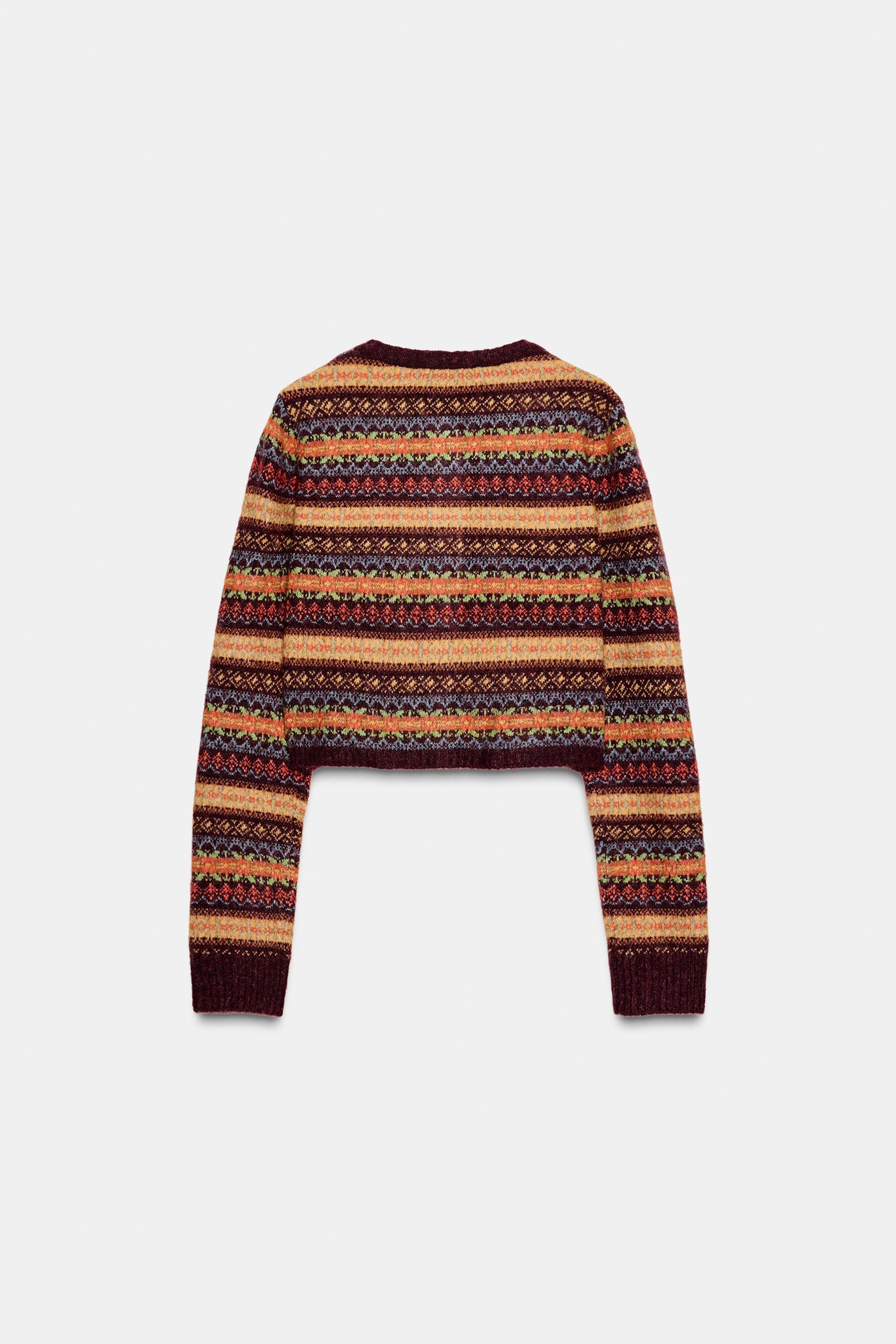 CROPPED JACQUARD KNIT CARDIGAN - Image 6