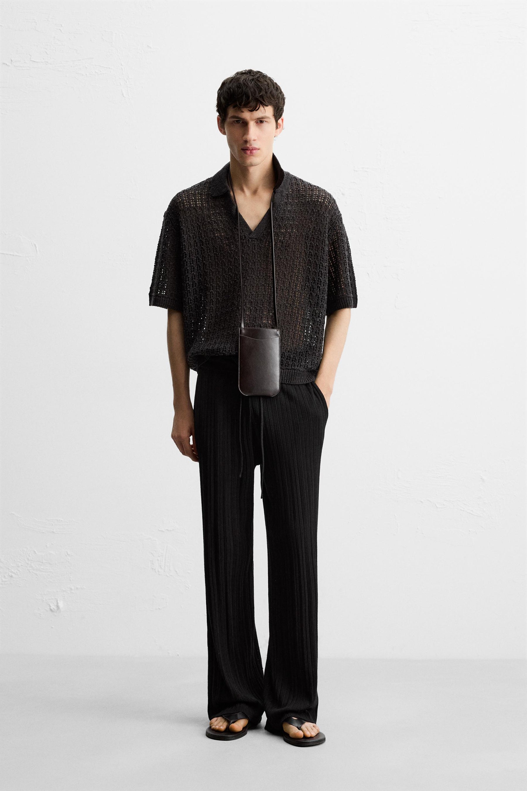 TEXTURED KNIT TROUSERS - Image 1