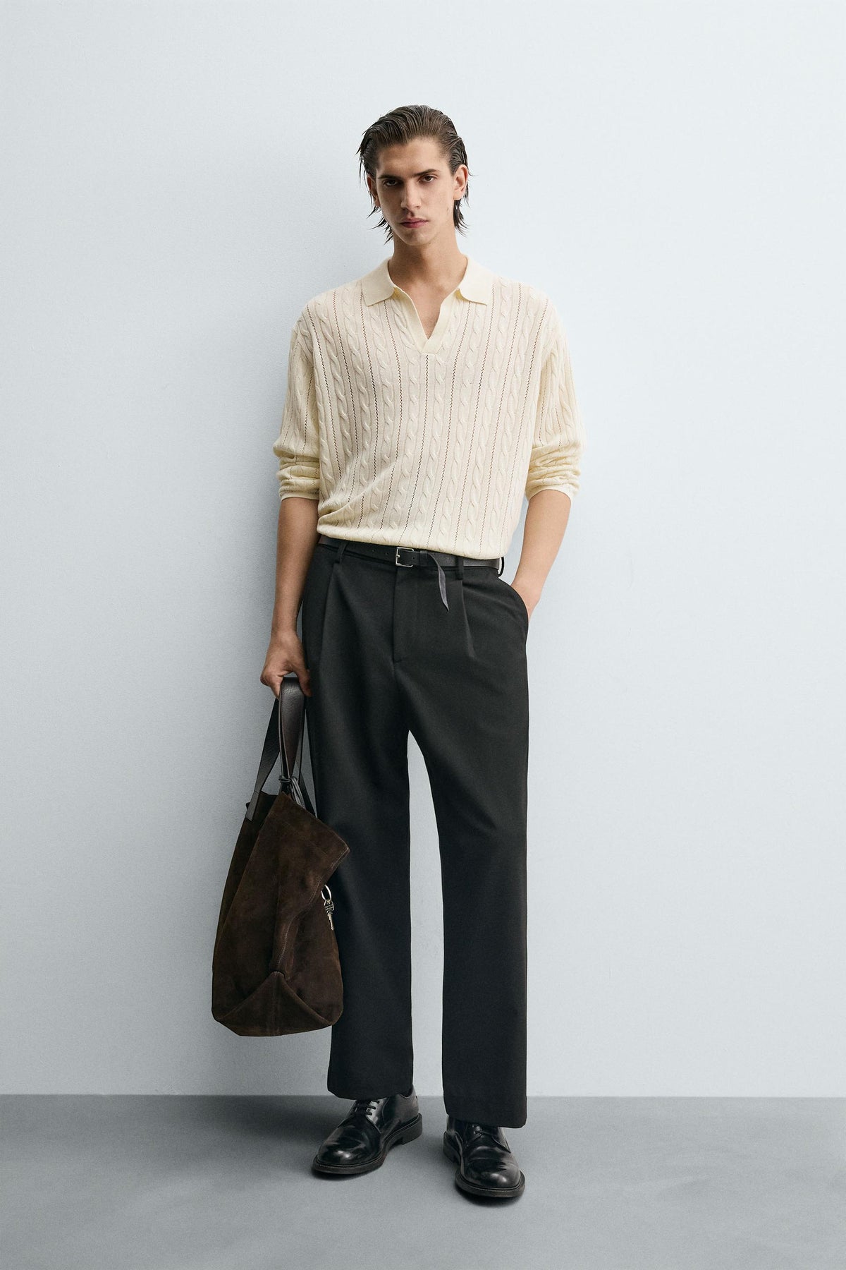 BRAIDED TEXTURE POLO SHIRT - Image 1