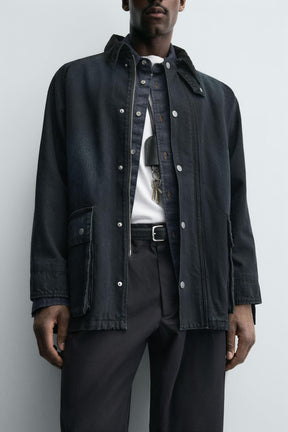 DENIM JACKET WITH COMBINED COLLAR - Image 6