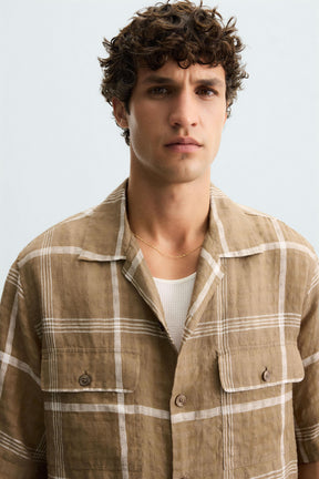 CHECKED LINEN/COTTON SHIRT - Image 5