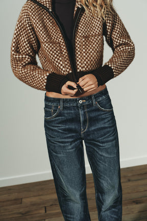 CONTRAST KNIT FAUX FUR BOMBER JACKET - Image 2